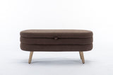 036-Boucle Fabric Storage Bench Bedroom Bench With Wood Legs For Living Room Bedroom Indoor,Brown W527121996