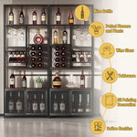 ZUN 82.7" Industrial Standing Wine Rack with Glass Rack Tall Freestanding Floor Bar Cabinet 80165269