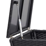 Outdoor PE Wicker Side Table with Storage, Small Patio Storage Bin Container for Hose Cushion Towel, 92404890