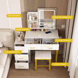 Makeup Vanity with LED Lights&3 Color and Power Outlet Makeup Vanity Table with 5 Drawers with W509P293822