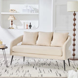53.7"Modern Upholstered Velvet Open Back Loveseat Settee with 3 Pillows, Small Comfy Sofa 2-Seater W3118P312817