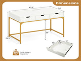 43.5" Home Office Desk with Built-in Charging Station & 3 Drawers Hidden Compartment 78721214