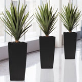 Square Planter for Indoor or Outdoor Use, 22-Inch High Faux Rattan Design Planter with Automatic W3213P311468