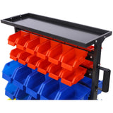 6-Tier Dual-Sided Rolling Bin Rack , 350 Pound Capacity, Includes 60 Organizer Bins, with Tray and W465P202988