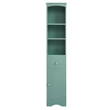 ZUN Tall Bathroom Cabinet, Freestanding Storage Cabinet with Drawer, MDF Board, Adjustable Shelf, Green 97014732