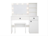 Vanity Desk with Lights, Vanity Set with Mirror, Makeup Vanity Desk with Large Drawers & Three Level W2139P194436