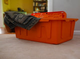 27 Gallon Large Storage Bin with Snap Lid, Autumn Maple Orange, 4 Pack, Heavy Duty 61594341