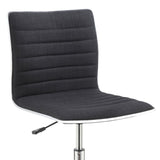 Black and Chrome Armless Office Chair with Casters B062P153794