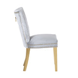 Eva 2 Piece Gold Legs Dining Chairs Finished with Velvet Fabric in Silver B00960894