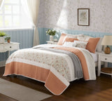 6 Piece Cotton Percale Quilt Set with Throw Pillows Coral Full/Queen B035129020