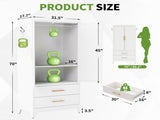White Metal Wardrobe Closet with 2 Doors and Drawers, 71 Tall Storage Cabinet for Bedroom, T2398P480393