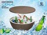 Outdoor Cooler Table, Height-Adjustable Outdoor Cool Bar w/ 8 Gallon Beer and Wine Cooler, 90343573