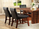 Beautifully sleek Transitional 2pcs Counter Height Chairs Brown Cherry Leatherette Cushion Seat B011P170229