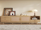 Boho TV Stand for 65, 75, 85 Inch TV, Entertainment Center with Open Storage and Drawers, Modern 79553156