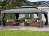10' x 13' Outdoor Gazebo Aluminum Frame Double Roof Shelter with Netting & Curtains for Patio 13114202
