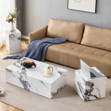 ZUN Compact MDF coffee table: 11.81x11.81x19.69 inches, stylish texture design W1151119519