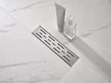 12 Inch Linear Shower Drain with Removable Brick Patterned Grate Cover, 304 Stainless Steel Shower 33804532