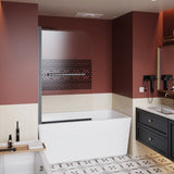 32.in W x 55.in H Shower Door Bathtub, 1/4 inch Thick Bohemian PatternTempered Glass Shower Door W3048P354730