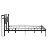 Queen Size Metal Platform Bed Frame with upholstery storage function Headboard and USB LINER and W311133408