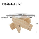 ZUN Circular glass coffee table, 33.4-inch modern and distinctive design tea table. Tempered glass W1151P146792