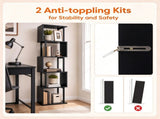 5-Tier S-Shaped Bookshelf, Modern Geometric Freestanding Display Shelf with Heavy-Duty Metal Frame, 09498563