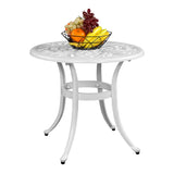 Phoenix Cast Aluminum Round Table, Patio End Table Side Table, Cast Aluminum Cocktail Table, Outdoor 23436052