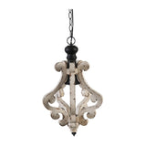 Farmhouse Chandeliar, Distressed White Pendant French Country Wood Chandelier for Living Room Foyer, W2078137031