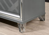 Contemporary Style 1pc Chest Acrylic Legs Embossed Art Deco Diamond Faux Drawers Handles Silver B2741P368921
