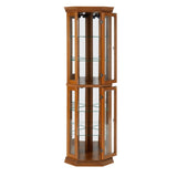 Corner Curio Cabinet with Lights, Adjustable Tempered Glass Shelves, Mirrored Back, Display W1693P165016