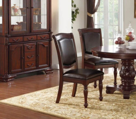 ZUN Gorgeous Formal Set of 2 Side Chairs Brown Color Rubberwood Dining Room Furniture Faux Leather B01180914