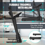 Compact Folding Treadmill for Home - 2.5HP Quiet Brushless Motor, 3-Level Incline, 7.5 MPH, Shock 50038588
