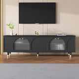 ON-TREND Contemporary TV Stand Adjustable Shelves for TVs Up to 78'', Stylish Media Console WF325998AAB