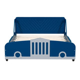 Full Size Car-Shaped Platform Bed with Wheels,Blue WF311753AAC