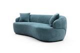 ZUN Blue Mid Century Modern Curved Sofa, 3 Seat Cloud couch Boucle sofa Fabric Couch for Living Room, W87679951