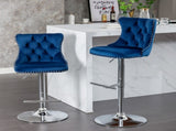 Furniture,Swivel Velvet Barstools Adjusatble Seat Height from 25-33 Inch, Modern Upholstered Chrome 84084214