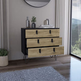 Dresser 29" H, 3-Drawer organiser, Modern Chest of Drawers with Hairpin Legs and Metal Accents, B097P167471