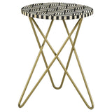 ZUN Black White and Gold Top Accent Table B062P153896