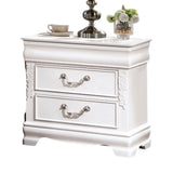 Classic White Color 1pc Nightstand Bedroom Furniture Solid wood Nickel Hanging Pulls 2-Drawers B011P230000