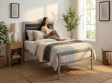 Modern Metal Platform Bed Frame with Headboard & Footboard, Heavy-Duty Steel Slat Support, No Box B2771P498514