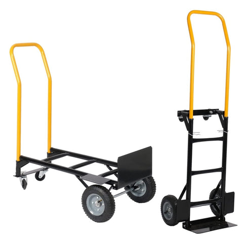ZUN Hand Truck Dual Purpose 2 Wheel Dolly Cart and 4 Wheel Push Cart with Swivel Wheels 330 Lbs Capacity W22758805