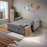 ZUN Stylish grey Pull-Out Sofa Bed with Woven Polyester Fabric & Solid Wood Frame W2297P211252