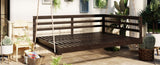 TOPMAX Acacia Wood Porch Swing Bed for Outdoor with Hemp Ropes - Full Size Patio Hanging Bed, 350lbs N717P265860D