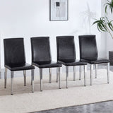 Black PU Backrest Chairs with Silver Metal Legs The Perfect Match for Minimalist and Modern Home W3226P279072