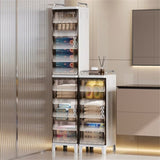 Small Narrow Storage Cabinet with Doors and Shelves Slim Waterproof Bathroom Storage Organizers 56529672