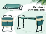 Green 2-in-1 Garden Folding Stool Kneeler, 300LBS Capacity & Built-in Tool Pouch, Comfortable EVA 34779465