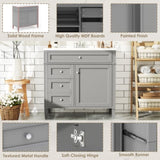 36'' Bathroom Vanity with Top Sink, Modern Bathroom Storage Cabinet with 2 Drawers and a Tip-out N710P230246E