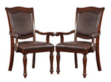 Luxurious Traditional Dining Brown Cherry Solid wood Espresso Leatherette Seat Set of 2pc Arm B011P225590