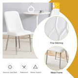 ZUN 4 modern dining chairs, smooth PU leather backrest and silver-toned metal legs for a comfortable W1151P183318