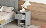Elegant Design Nightstand with Drawer and Open Shelf for Bedroom, Retro Style Bedside Table with N733P199704E