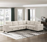Modern Living Room Furniture 1pc Beige Chair with One Arm, Storage Pouch and Charging Ports Corduroy B011P206261